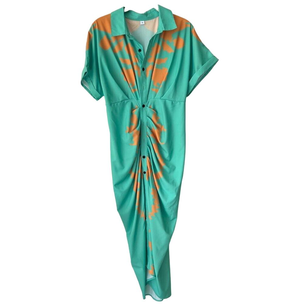 Tropical Midi Dress With Wrap Front or Back Resortwear Small